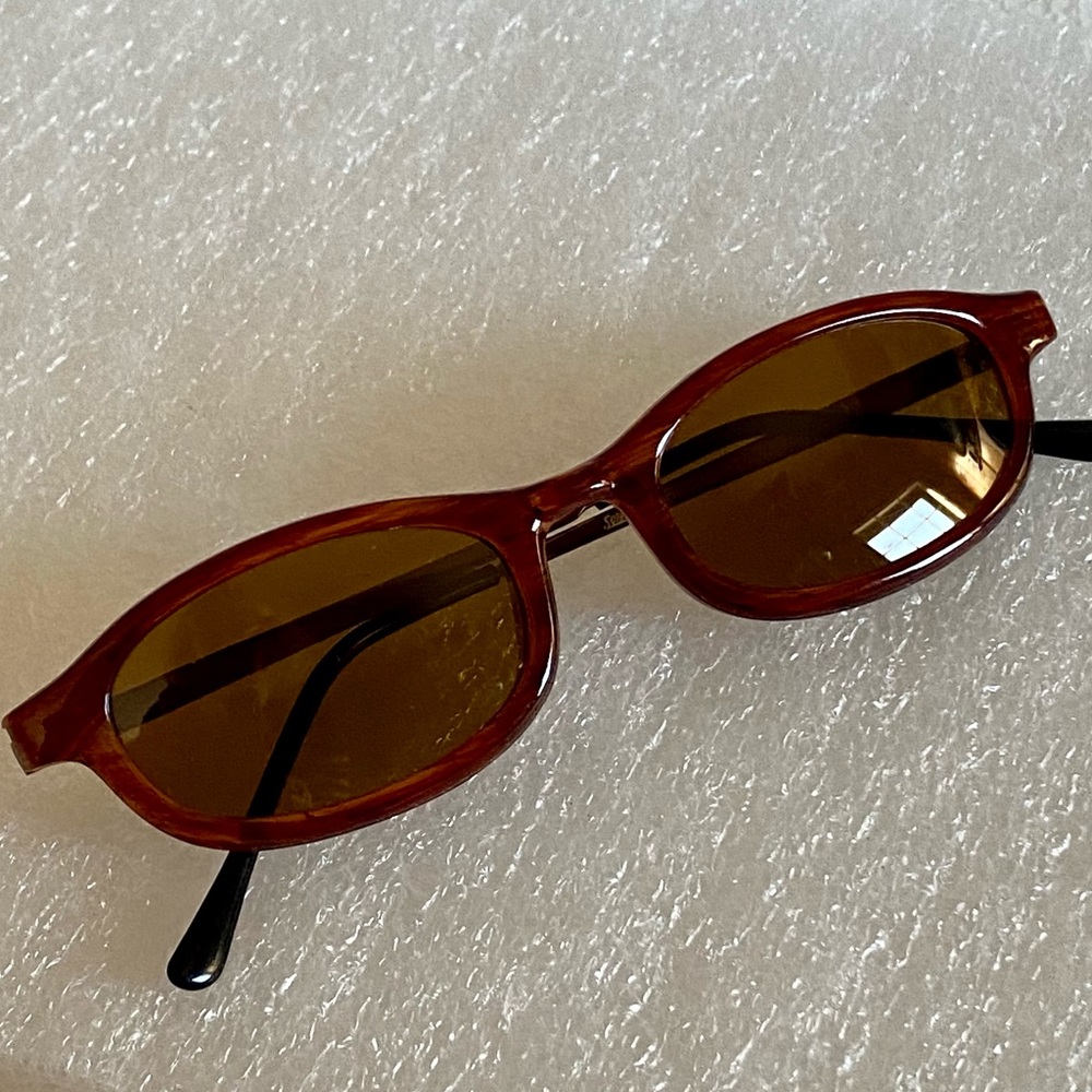 Vintage Solar X Wooden Look Frame Sunglasses Gem